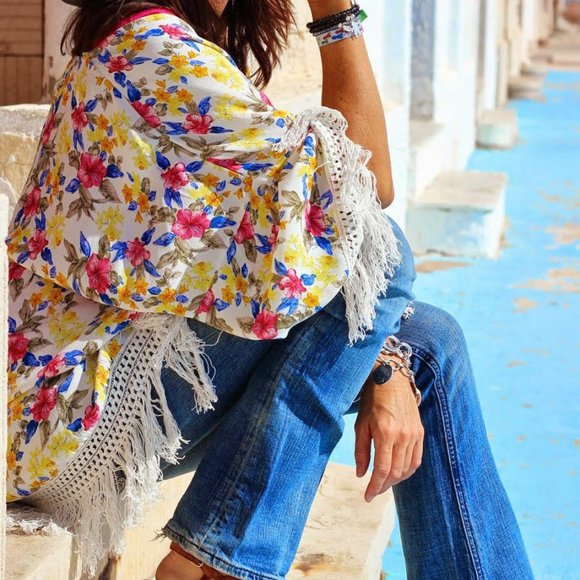 NWT ZARA Kimono Floral Print Cape Jacket - Picture 3 of 9